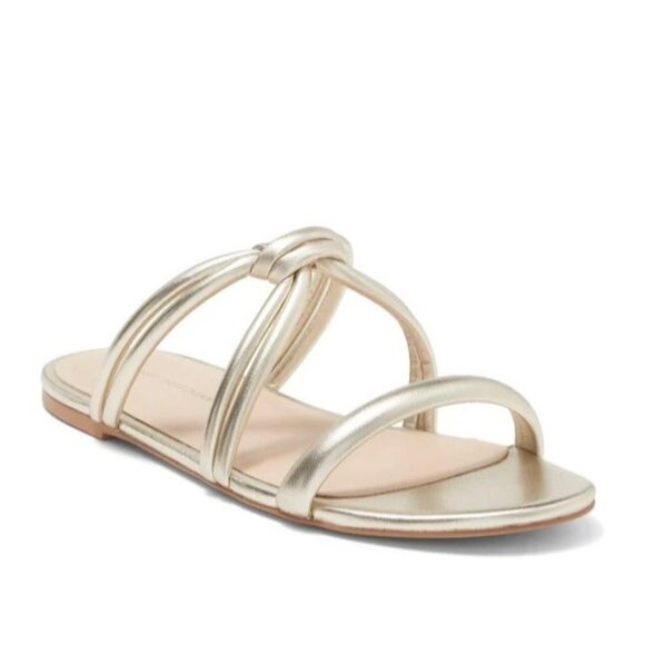 STUART WEITZMAN‎ Twist Knot Flat Sandals in Gold Size 6.5 - Picture 4 of 10